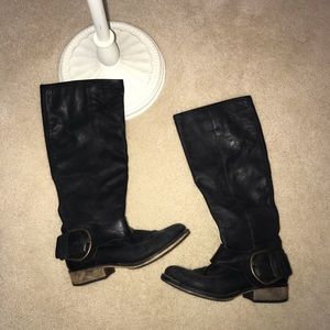 Knee-high black Moto boots
